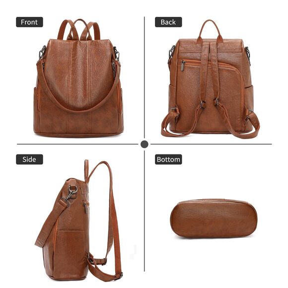 6170 Backpack Purse PU Leather Anti-theft Casual Shoulder Bag Convertible